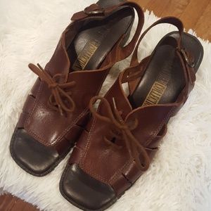 Leather collection lace up brown leather sandals i